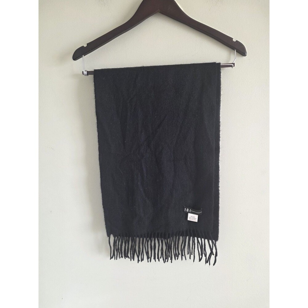 NEIMAN MARCUS CASHMERE FRINGED SCARF CHARCOAL GRY 66” X 12” EXCELLENT CONDITION
